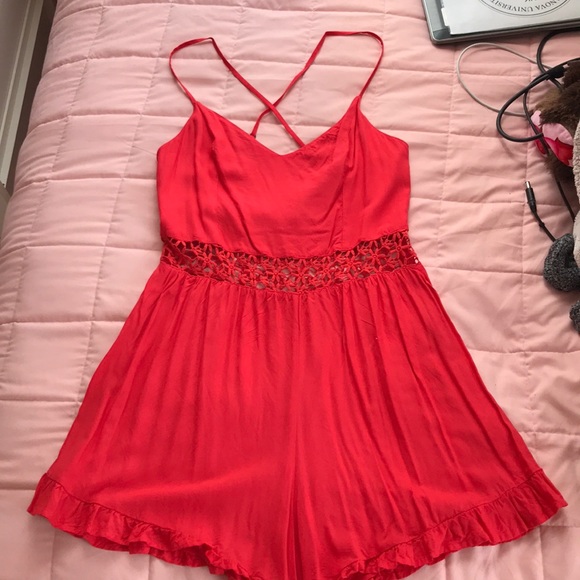 Hollister Pants - Hollister Red Romper